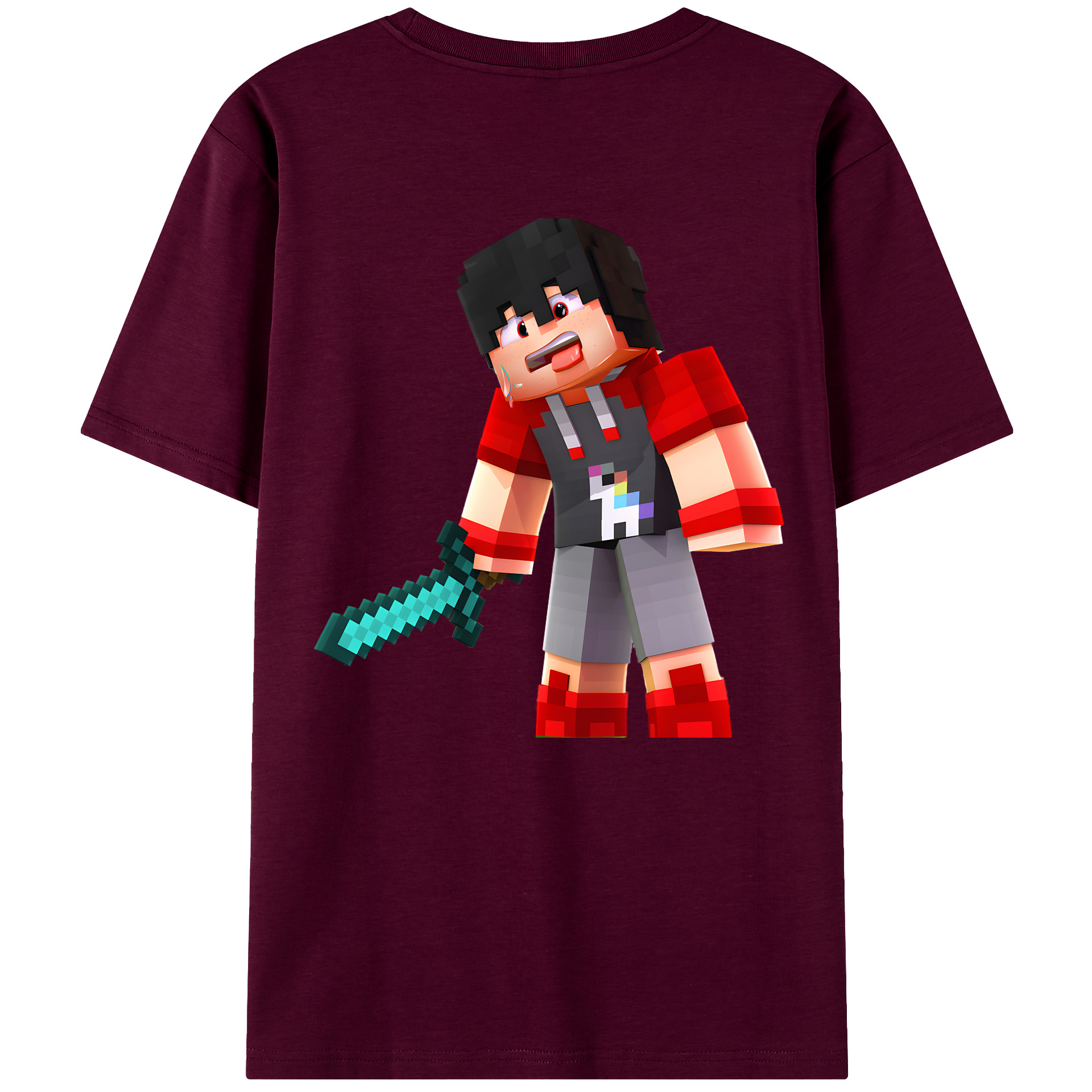（画像用） マインクラフト ブロックの世界 Minecraft MC Block world レディース半袖Tシャツ(バックプリント)